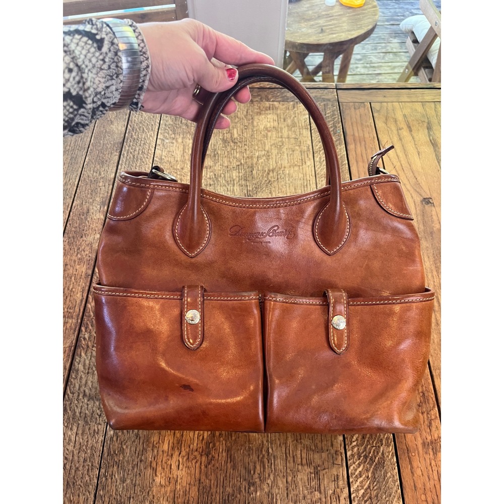 Dooney & Bourke Florentine Vacchetta leather East/West satchel bag w/ crossbody